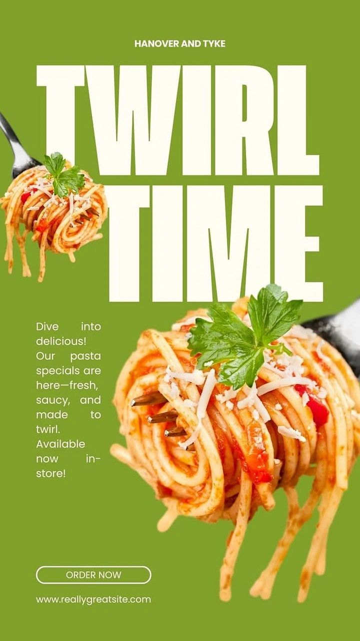 Italian Restaurants creative ad: Twirl pun reinforces pasta product