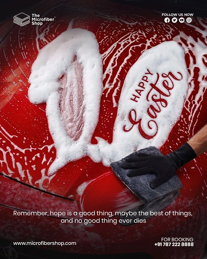 Car Wash & Detailing creative ad: Soap foam shaped into Easter bunny ears