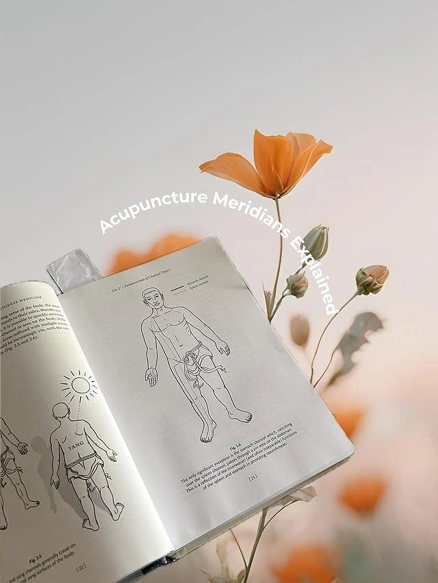Acupuncture & Cupping Clinics creative ad: Meridian diagrams staged as editorial still life