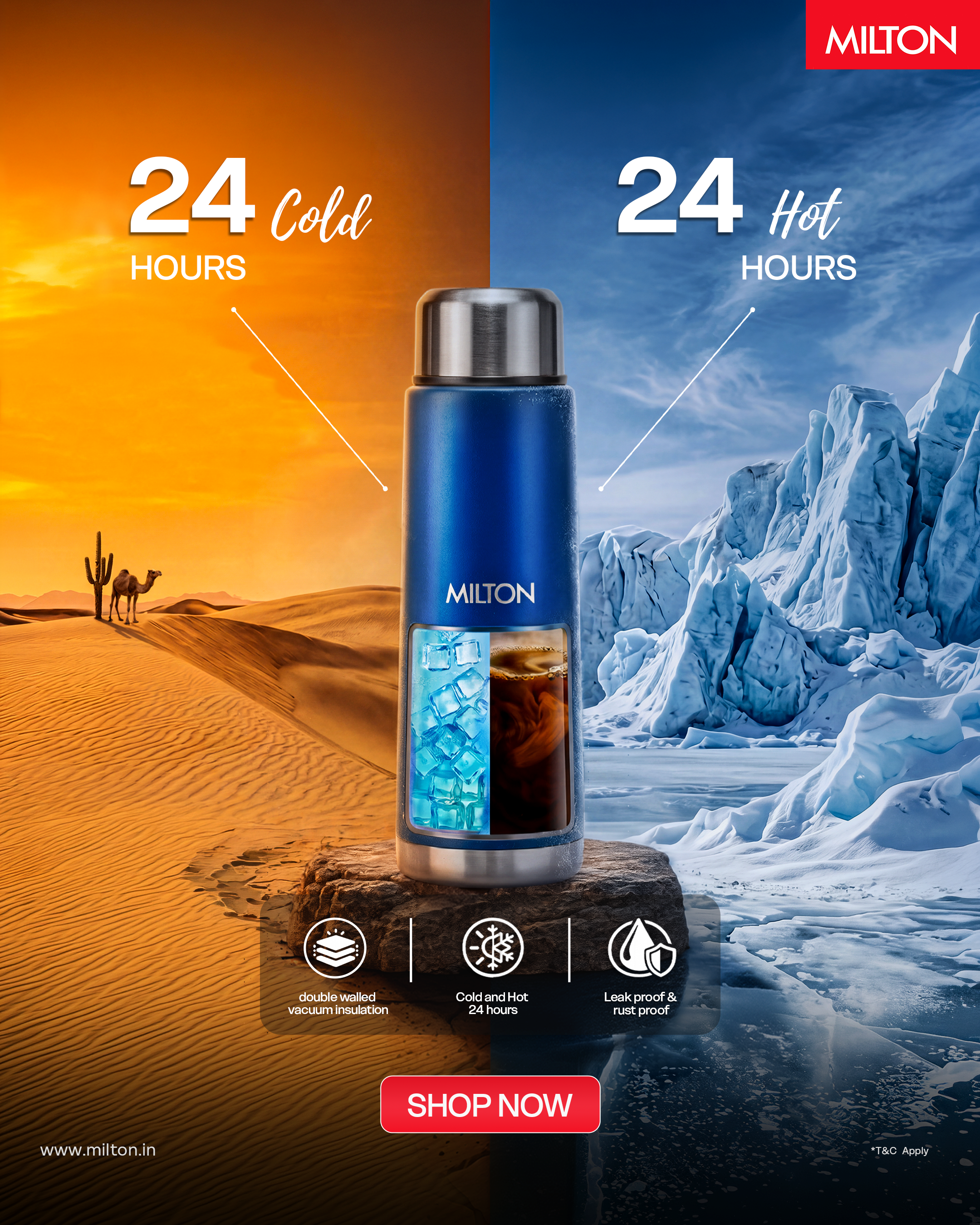 Instagram post: Desert-and-glacier temperature split concept