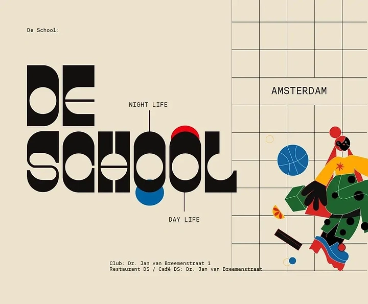 Design & Animation Schools creative ad: Expressive school identity with illustrated figures