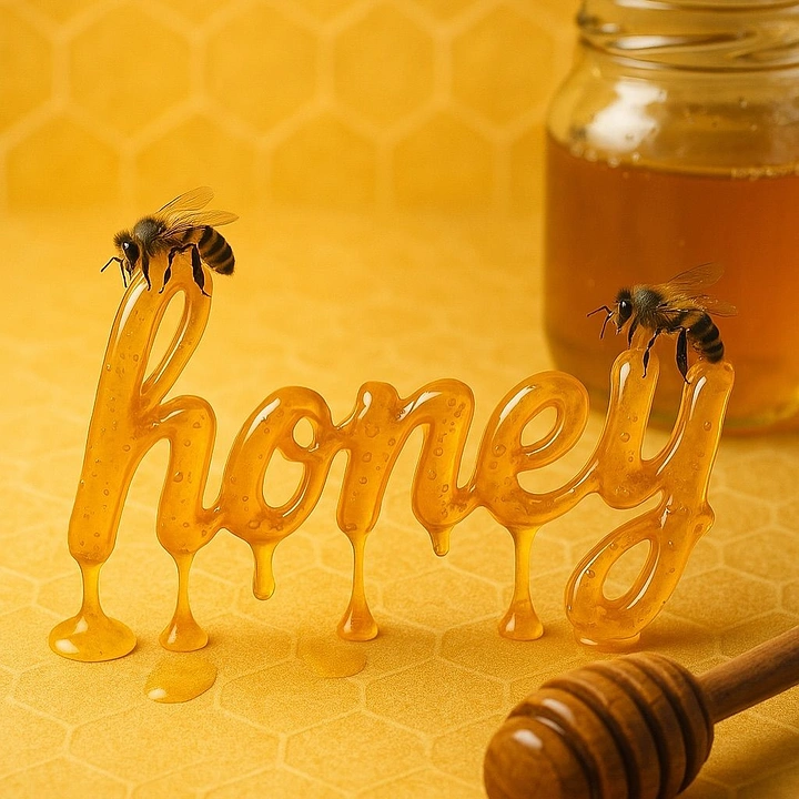 Honey Brands creative ad: Honey lettering becomes the hero