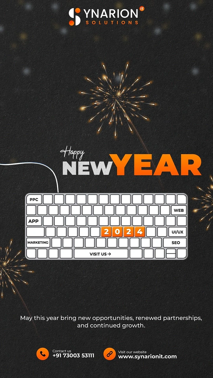 New Year creative ad: White keyboard with orange 2024 keycaps