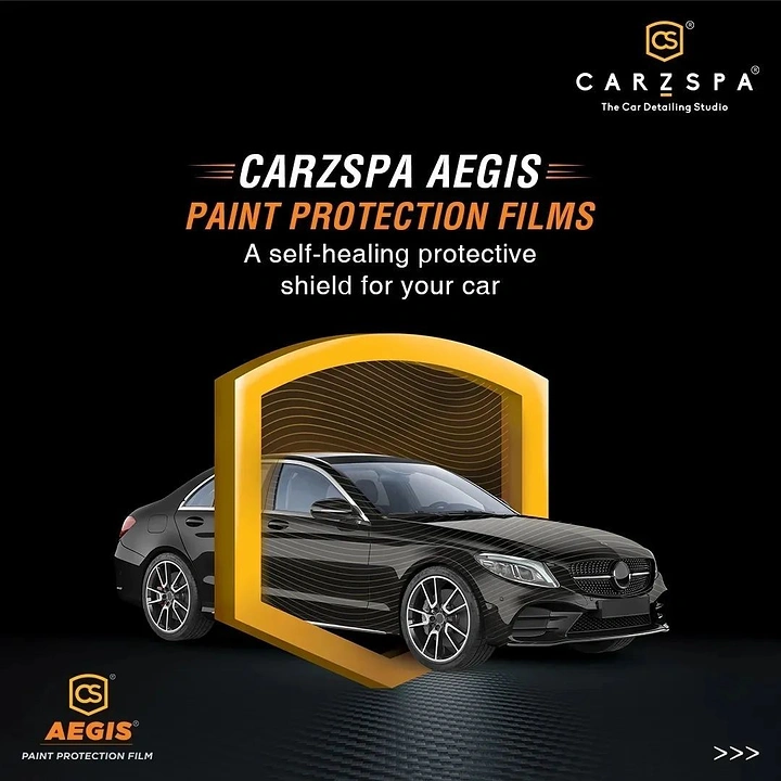 Window Tinting & Car Wraps creative ad: Hexagonal shield frames protected vehicle