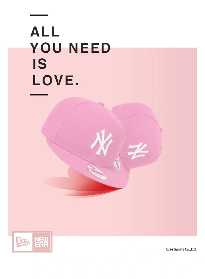 Hats & Caps creative ad: Caps transform into Valentine hearts