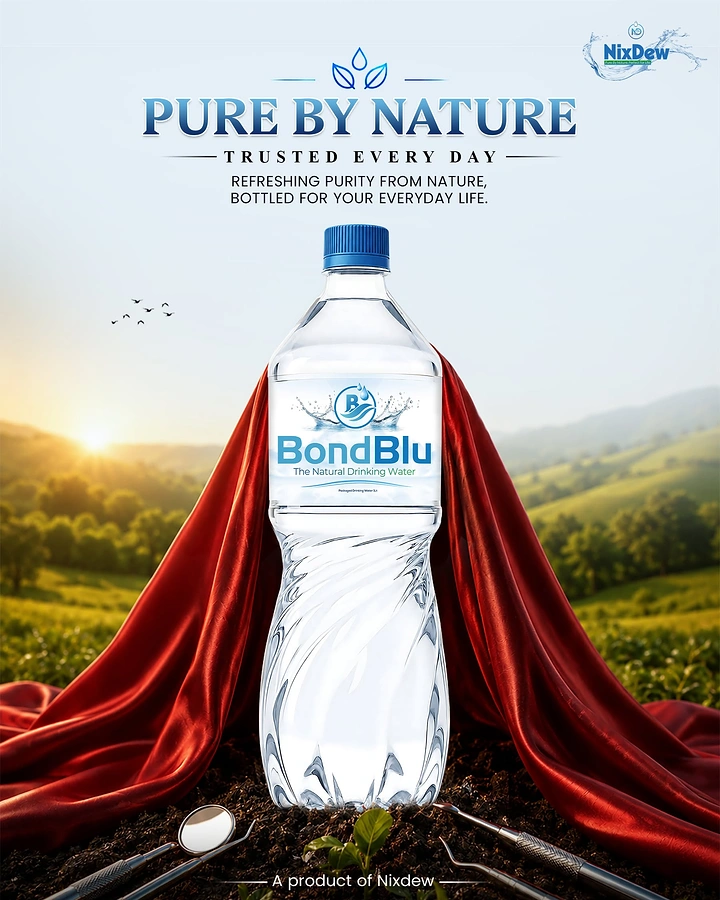 Packaged Drinking Water creative ad: Bottle styled as superhero cape