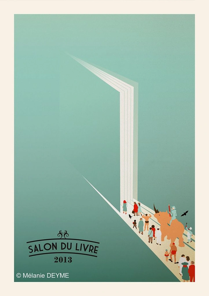 Bookstores creative ad: Open book pages become a path people climb