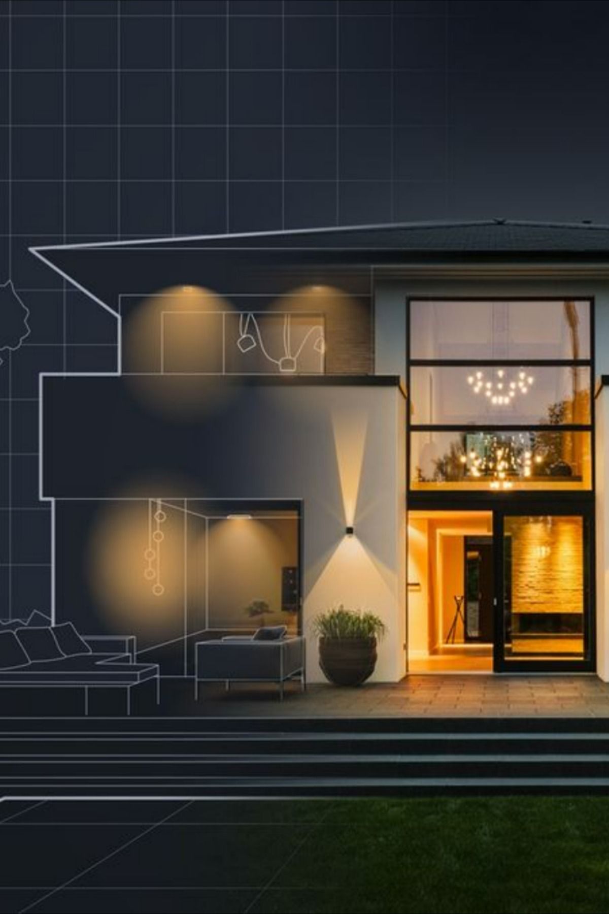 Story: Blueprint overlay turns facade lighting into architecture