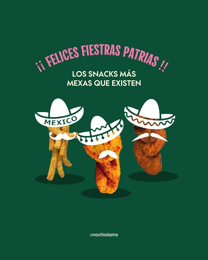 Mexican Restaurants creative ad: Festive Mexican characters become snack mascots