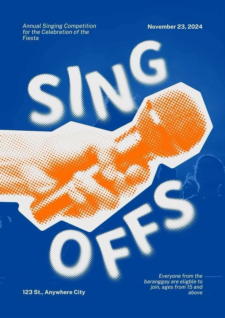 other-festival creative ad: Halftone orange hand gripping a microphone