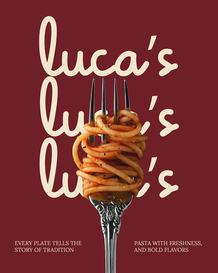 Italian Restaurants creative ad: Brand typography integrates forked spaghetti