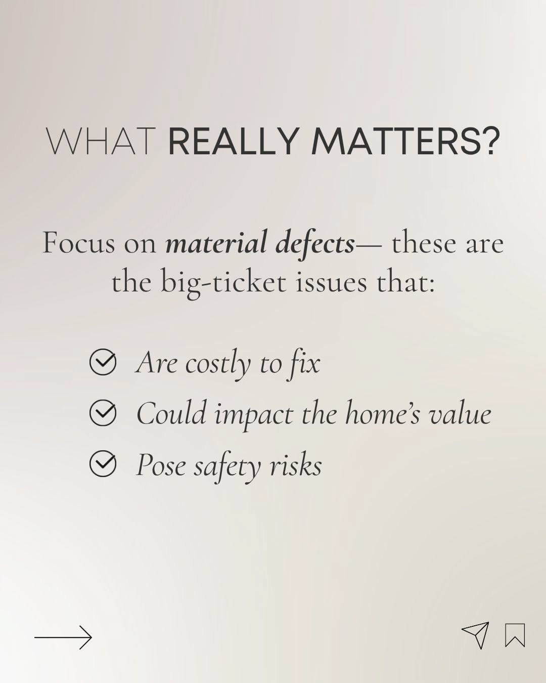 Instagram post: Clever copy reframes scary inspection reports, slide 2