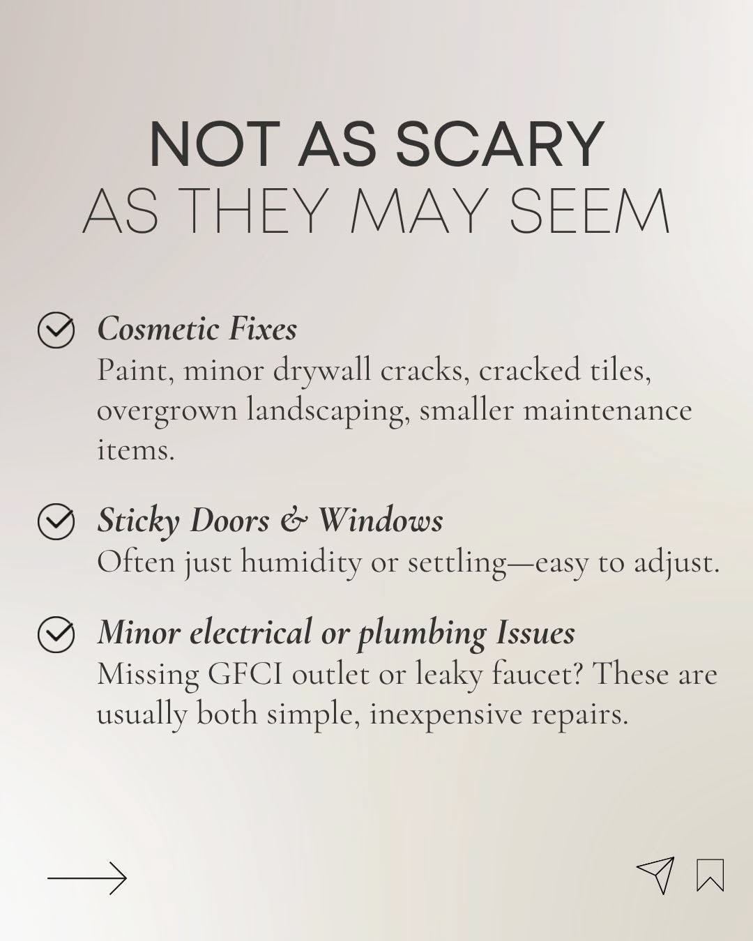 Instagram post: Clever copy reframes scary inspection reports, slide 4