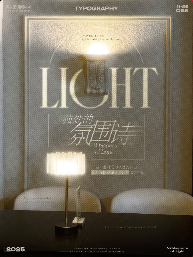 Instagram post: Atmospheric typography merges light and mood