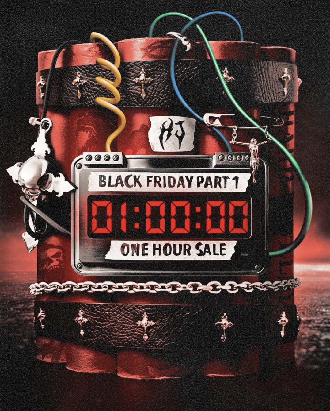 Red dynamite bundle with digital countdown timer