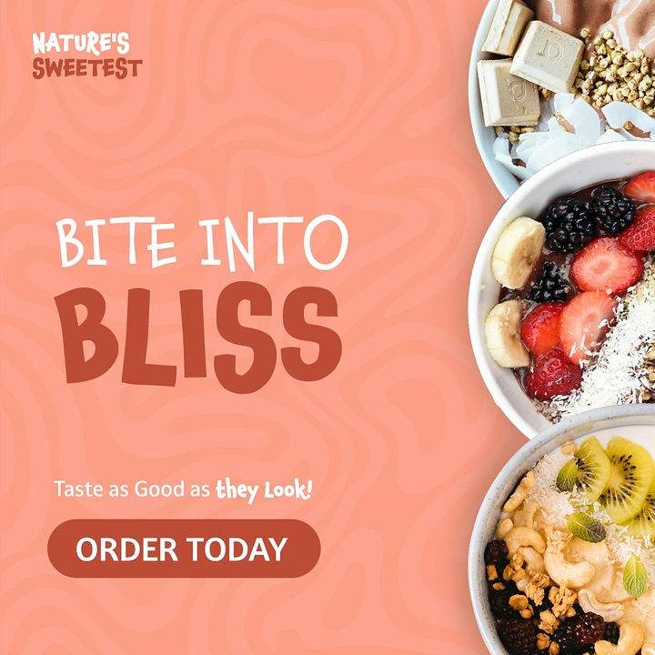 Salad Bars & Healthy Restaurants creative ad: Food bliss pun with bold type