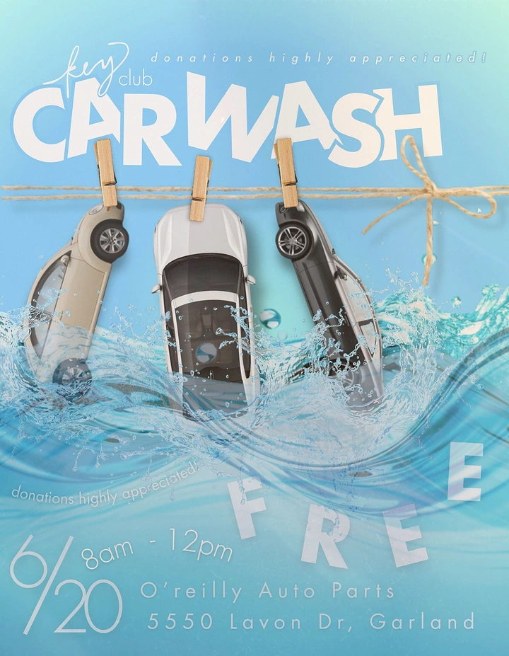 Car Wash & Detailing creative ad: Cars pinned on clothesline like laundry