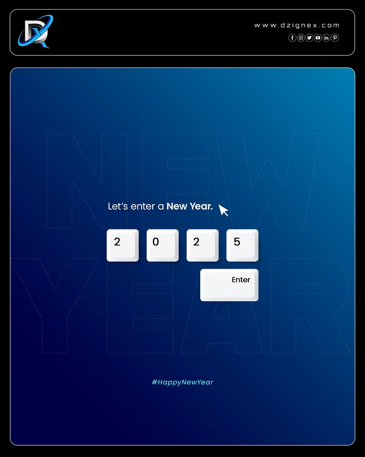 New Year creative ad: 3D keyboard keys spelling 2025 with an Enter key
