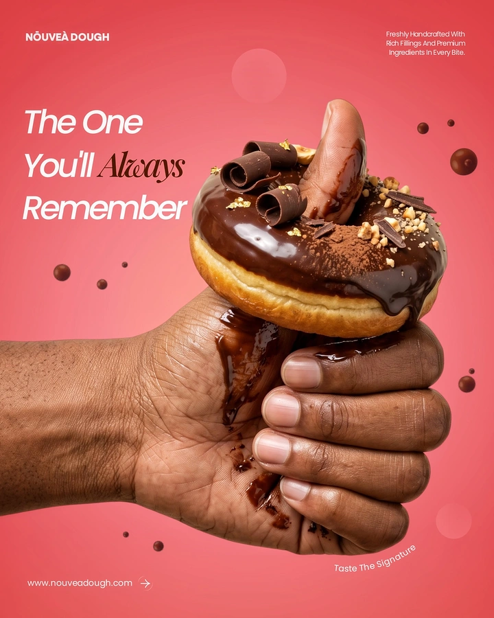 Donut Shops creative ad: Handheld donut supports memorable copy