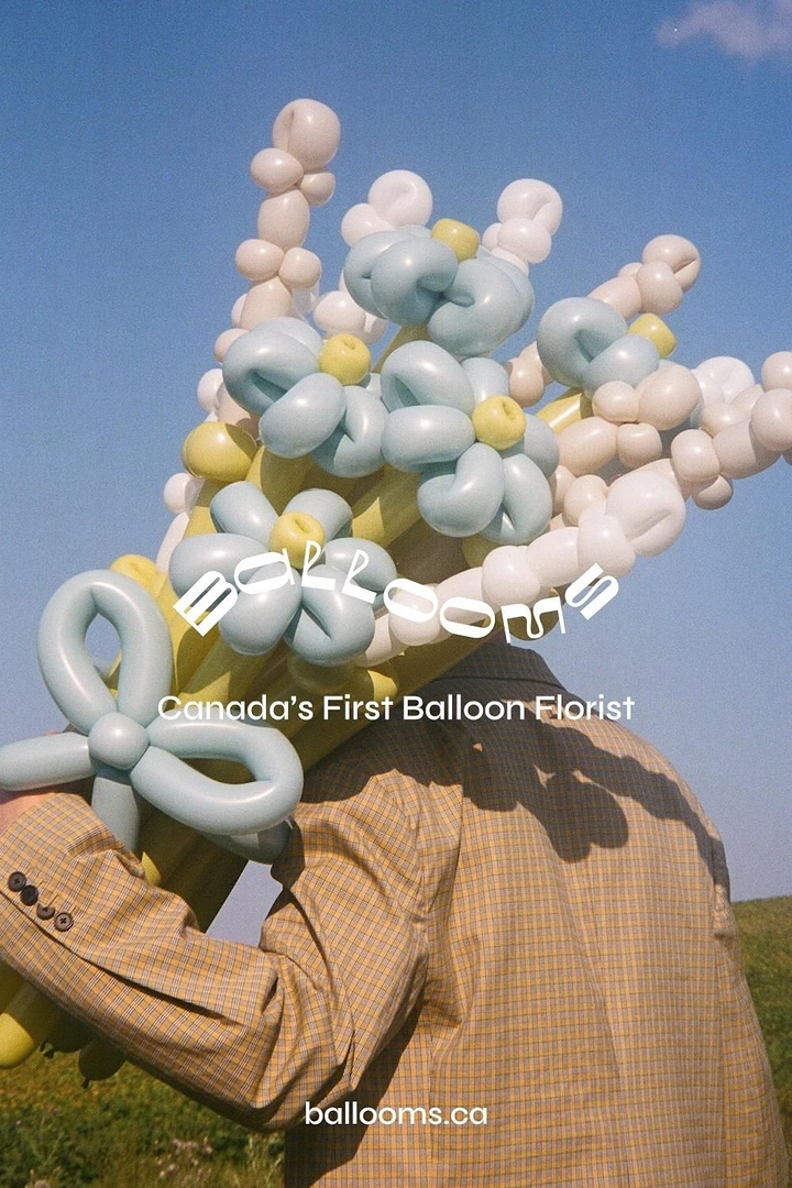 Balloon & Party Decorators creative ad: Balloon bouquet framed as florist craft