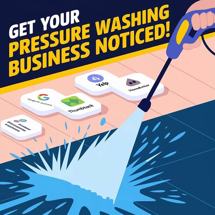 Pressure Washing creative ad: Playful pressure-washing business metaphor