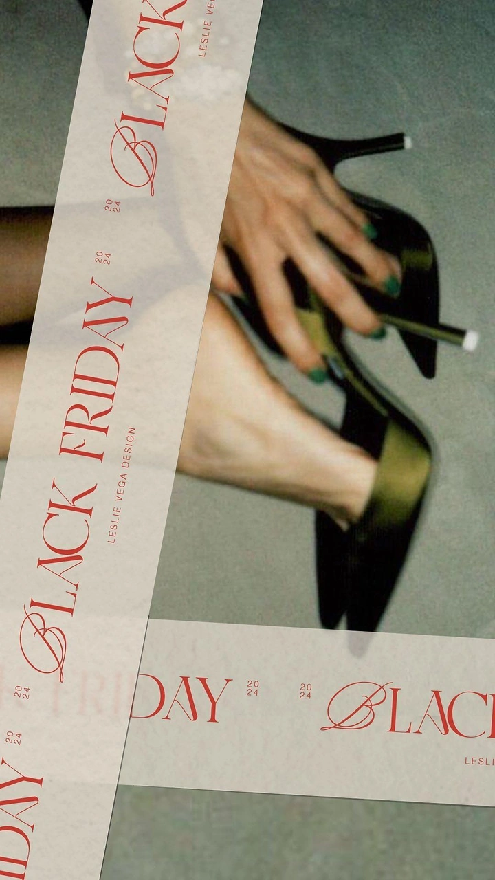 Agency creative ad: Hand holding black-and-olive stilettos over a leg