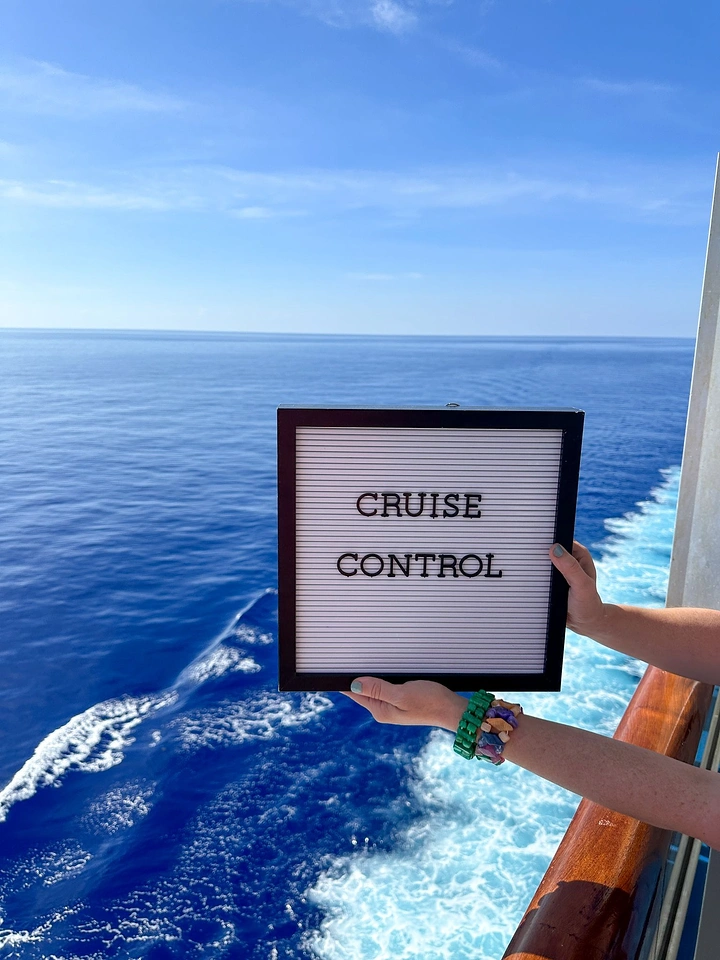 Cruises & Cruise Lines creative ad: Cruise-control pun uses onboard viewpoint