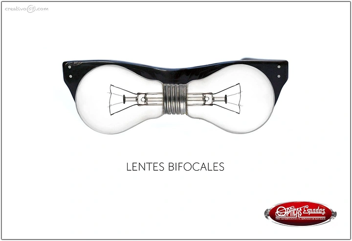 Opticians & Eye Care creative ad: Light bulbs as bifocal lenses