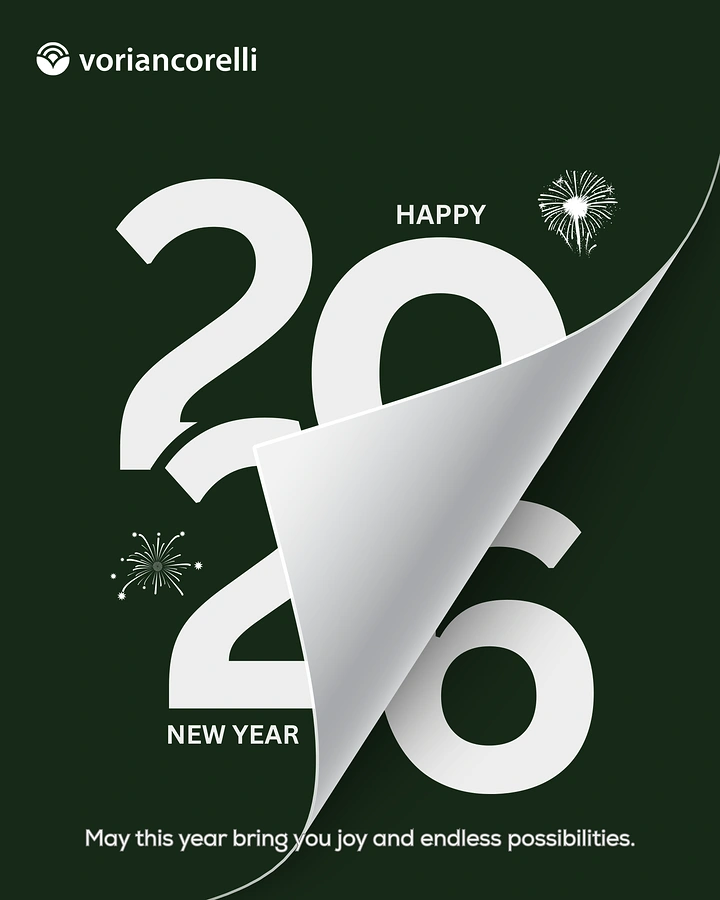 New Year creative ad: Oversized year numerals revealed by a peeling page corner