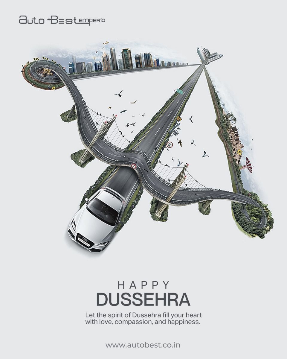 Winding highways forming a bow and arrow, with a white car as the arrowhead