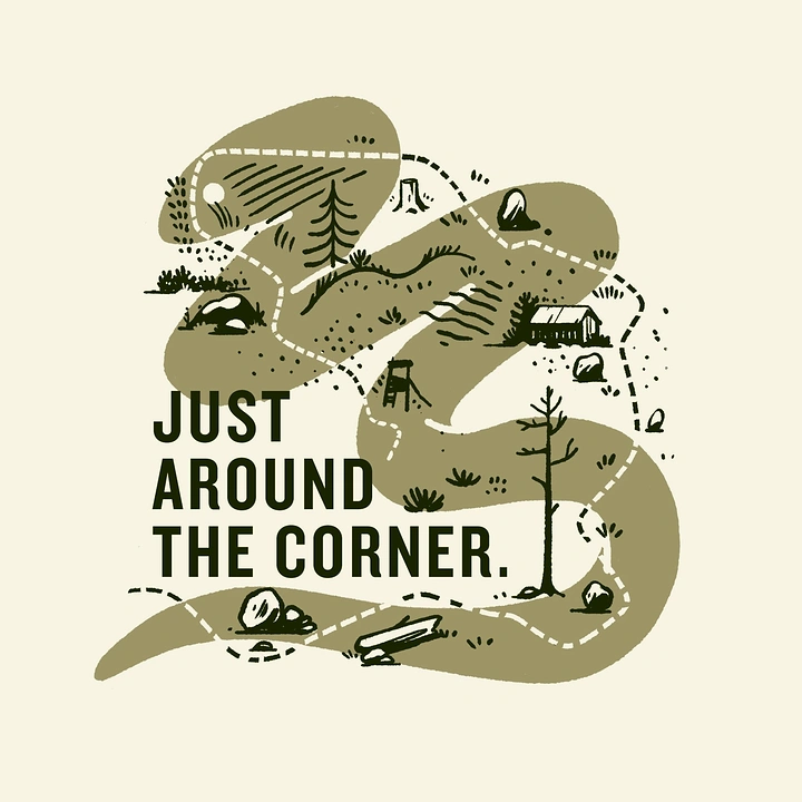 Adventure Sports & Trekking creative ad: Trail illustration visualizes “around the corner”
