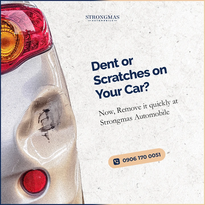 Auto Repair & Garages creative ad: Dent seems to spill onto paper texture