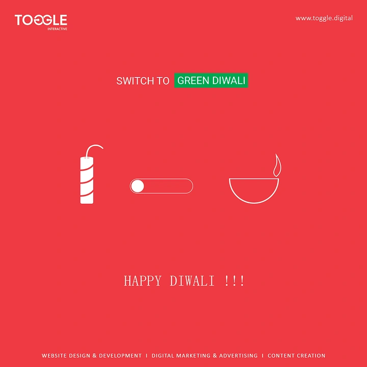 Diwali creative ad: Toggle switch between a firecracker and a diya