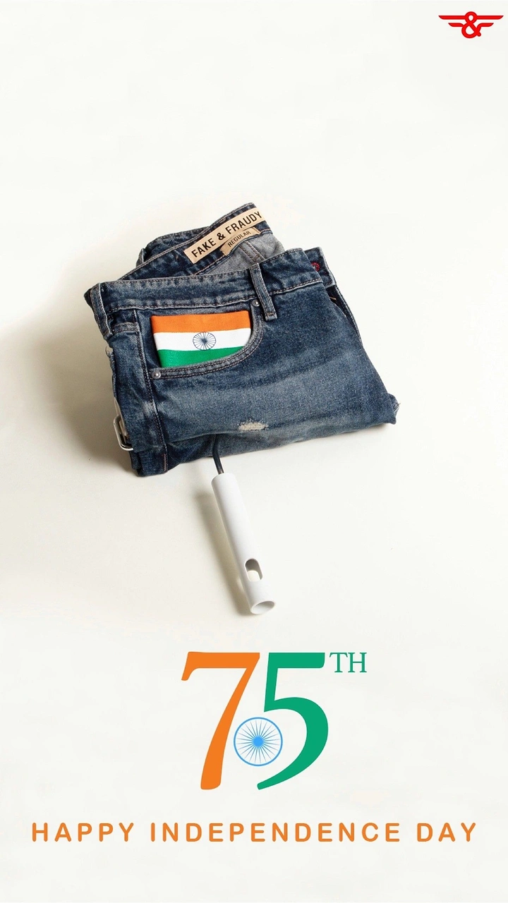 Independence Day creative ad: Flag tucked in jeans pocket, minimal