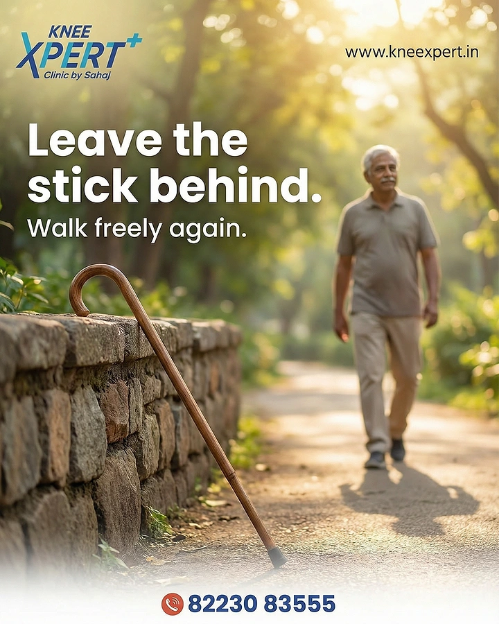 Pain Relief Brands creative ad: Cane-left-behind recovery metaphor