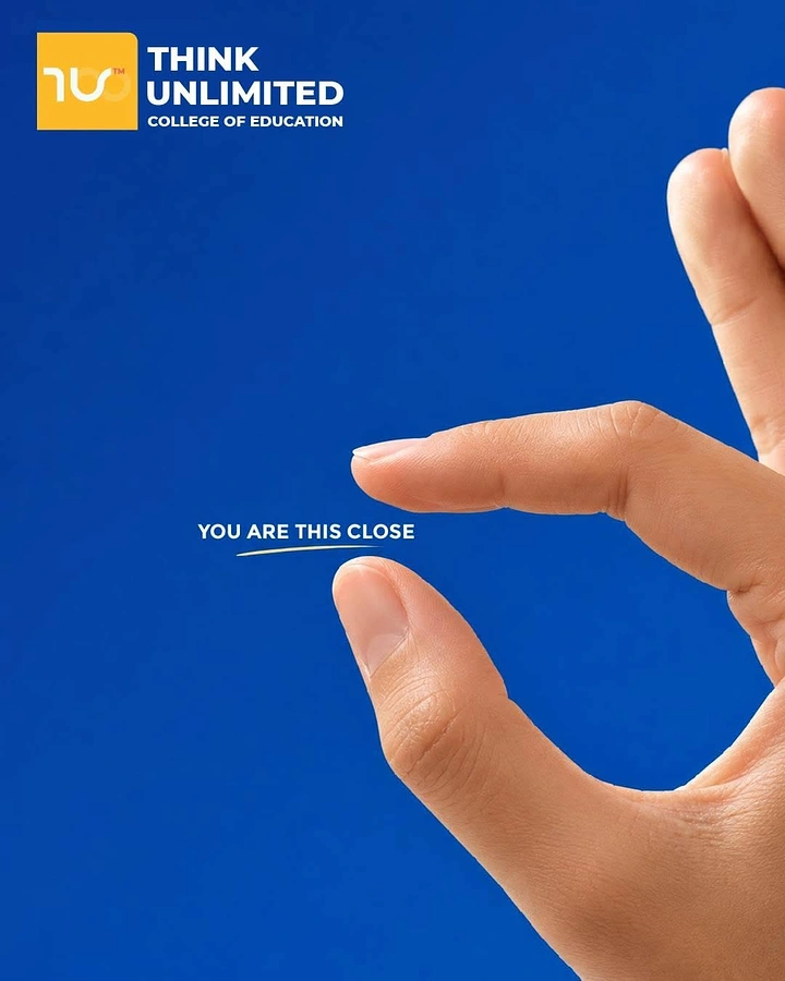 Test Prep & Exam Coaching creative ad: Hand pinch makes closeness metaphor