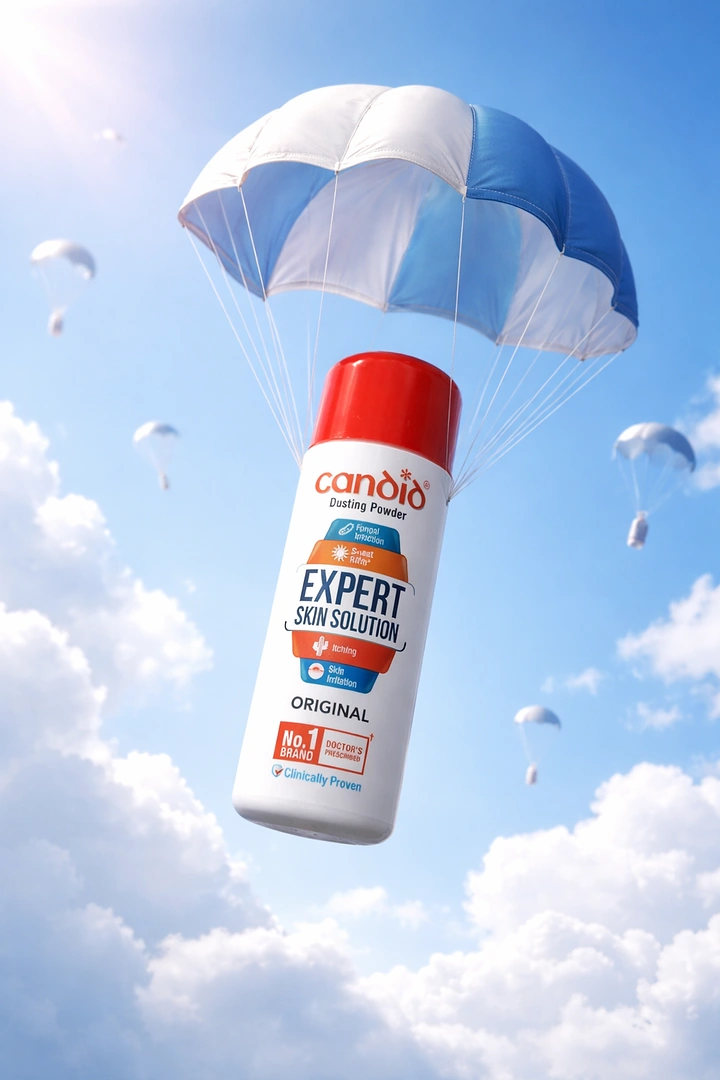 Waterproofing creative ad: Waterproof spray parachute gag