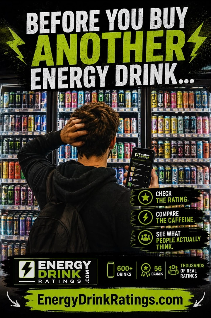 Energy & Sports Drinks creative ad: Witty comparison concept supports useful infographic