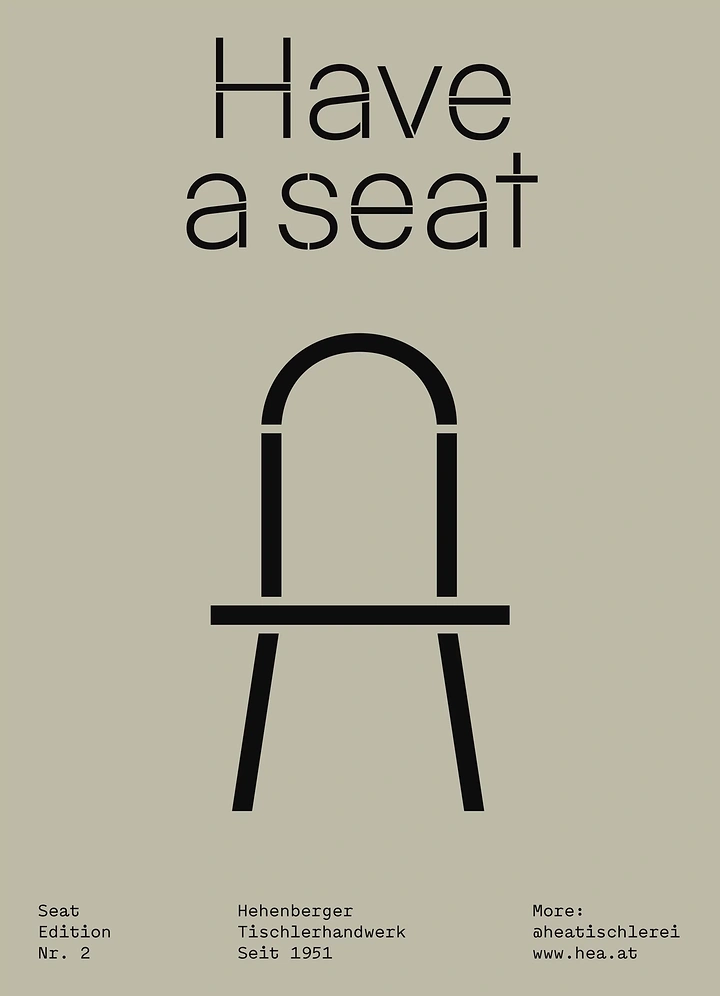 Furniture creative ad: Stencil-style black line chair icon
