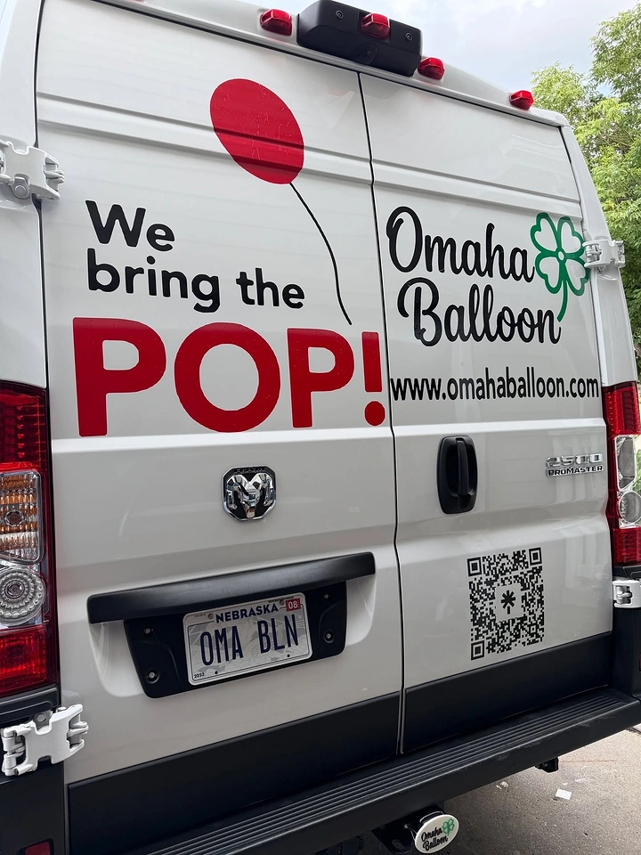 Balloon & Party Decorators creative ad: Balloon van with memorable POP pun