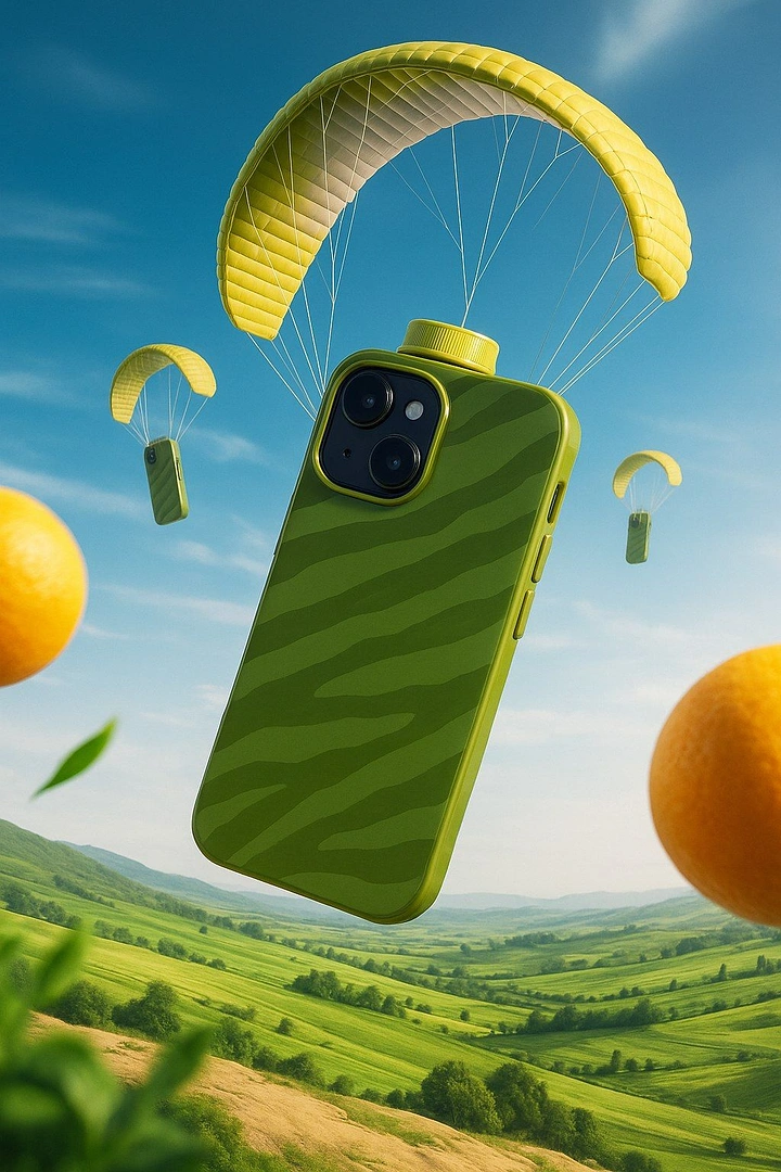 Phone Cases & Mobile Accessories creative ad: Phone case becomes a parachuting object