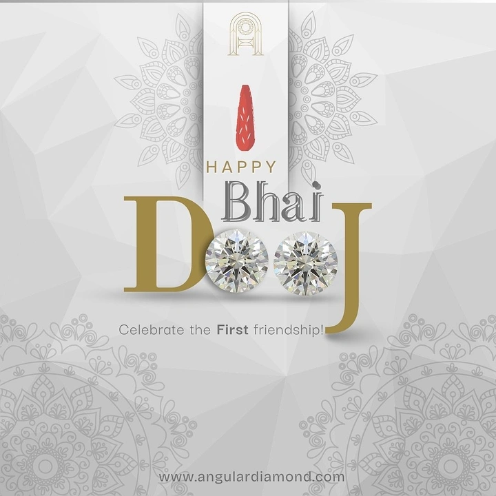 Bhai Dooj creative ad: Two brilliant-cut diamonds forming the O's of Dooj beneath a red tilak