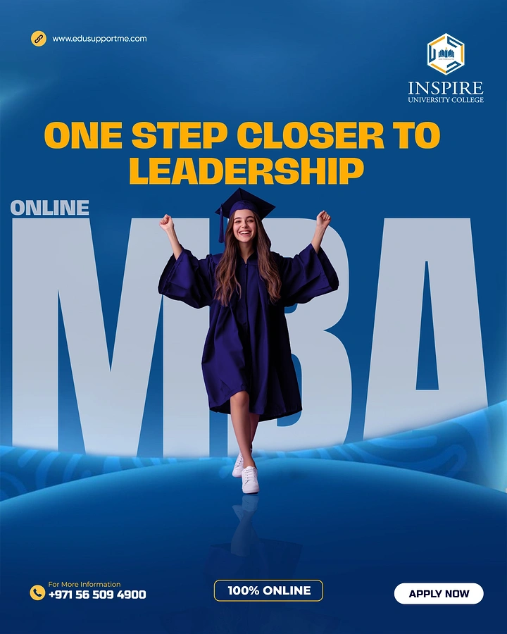 Universities & Colleges creative ad: Student physically stands on MBA letters