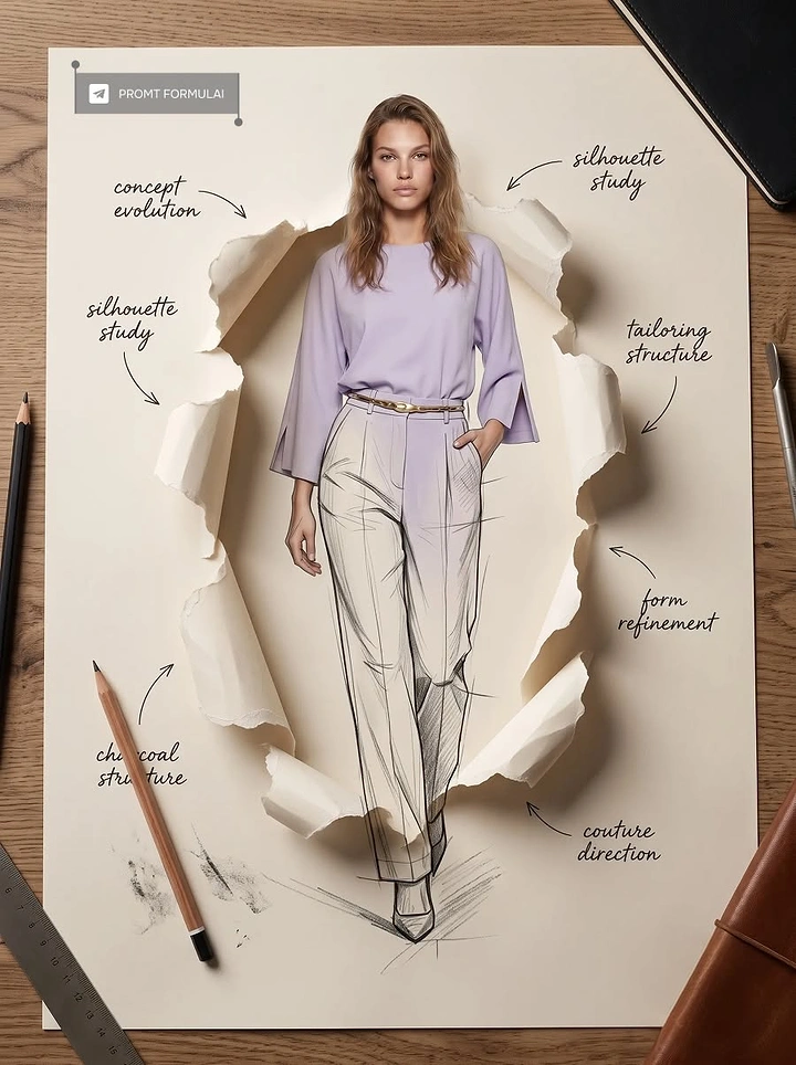 Design & Animation Schools creative ad: Paper-cut fashion design process metaphor