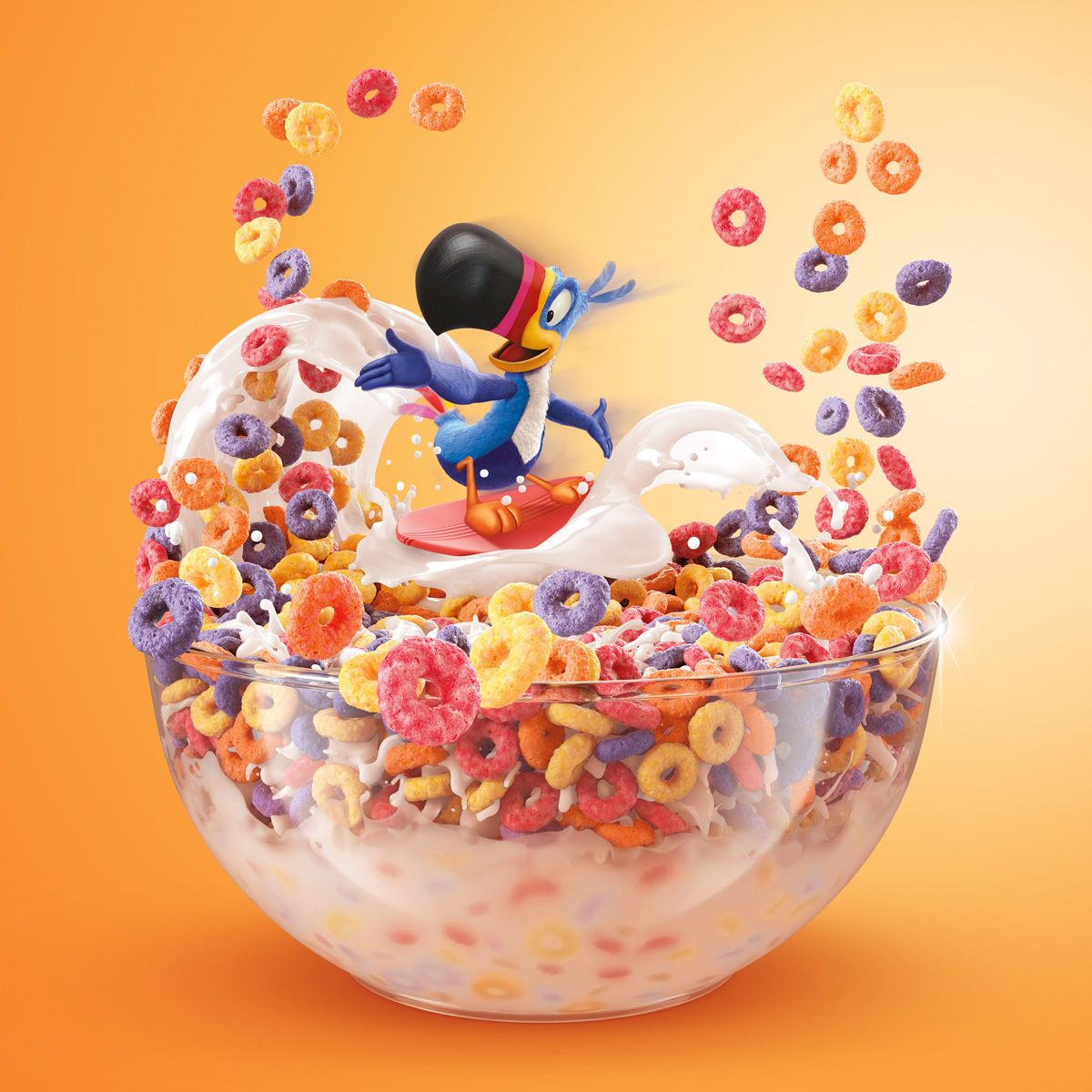 Instagram post: Donald emerges from cereal bowl