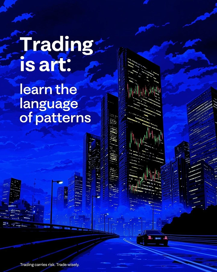 Stock Brokers & Investing creative ad: Skyline windows as candlestick charts