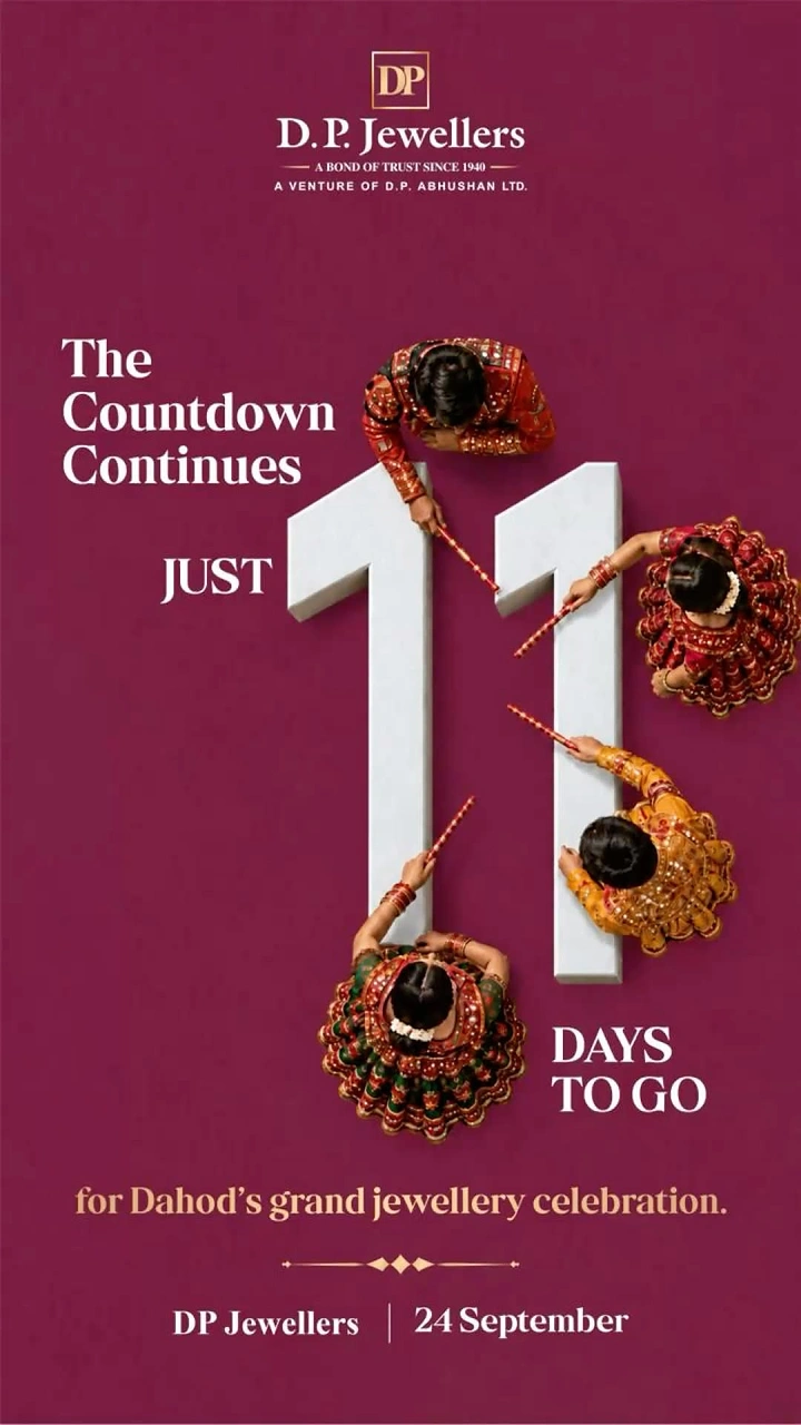 Navratri creative ad: Dandiya dancers circling a giant countdown number