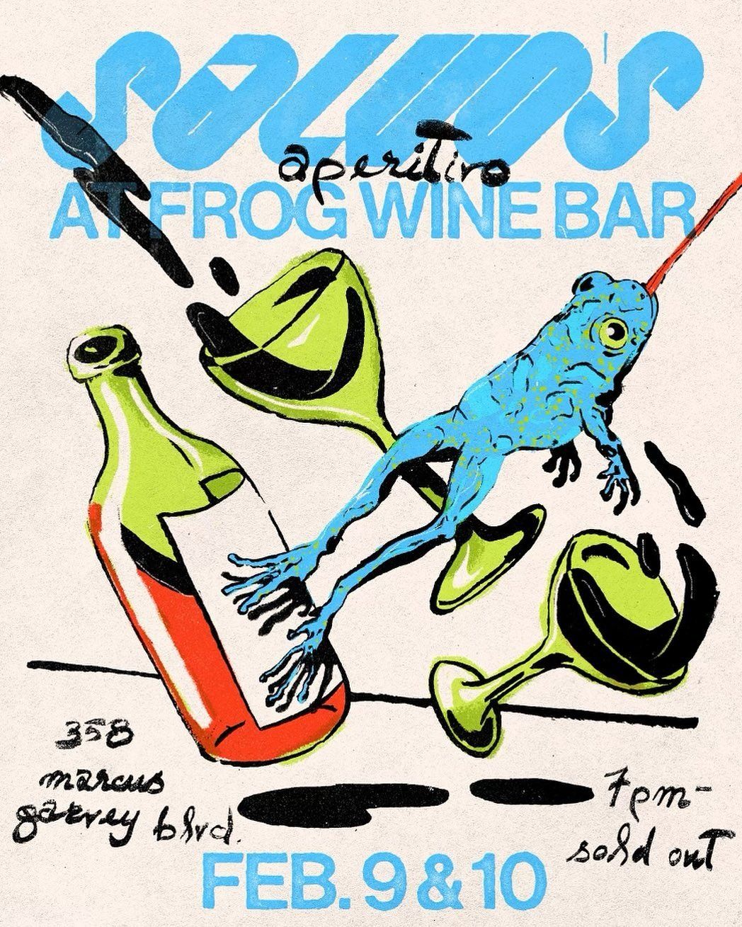 Instagram post: Frog imagery cleverly ties to wine bar