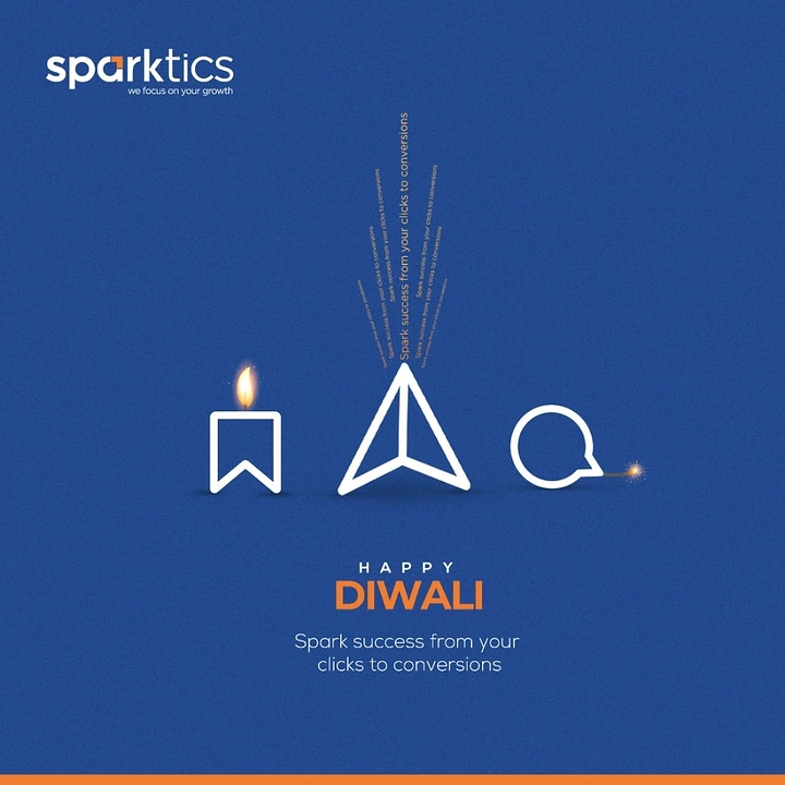 Diwali creative ad: Digital UI line icons turned into a candle, rocket and cracker
