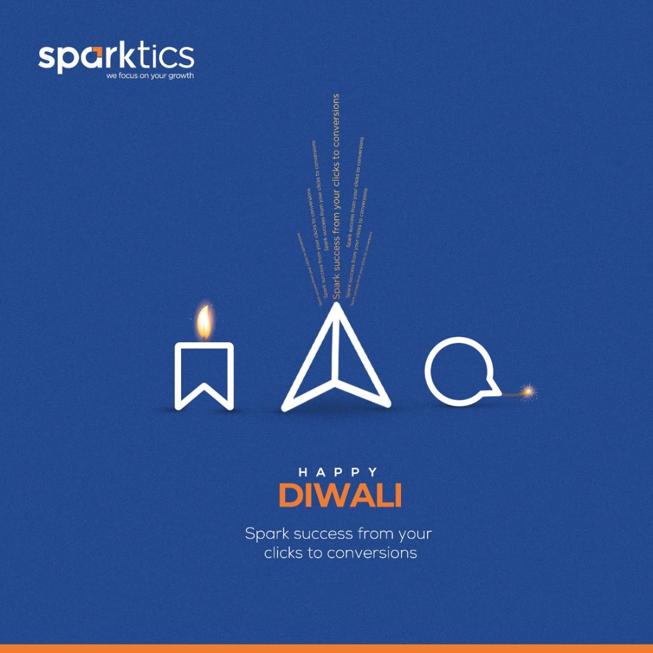 Digital UI line icons turned into a candle, rocket and cracker